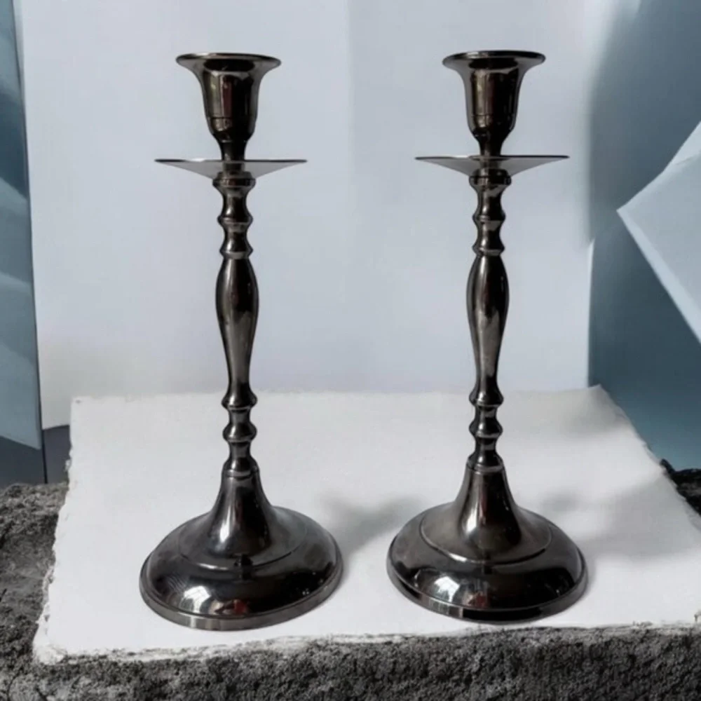 Elegant Silver Candlestick Holders set of 2. 9.5” high